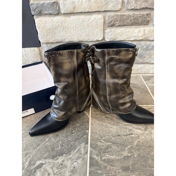 ElegaStep Women's Slouchy Fold Over Brown Boots Mid Calf Cowboy Boots Size 9 New - Picture 7 of 11